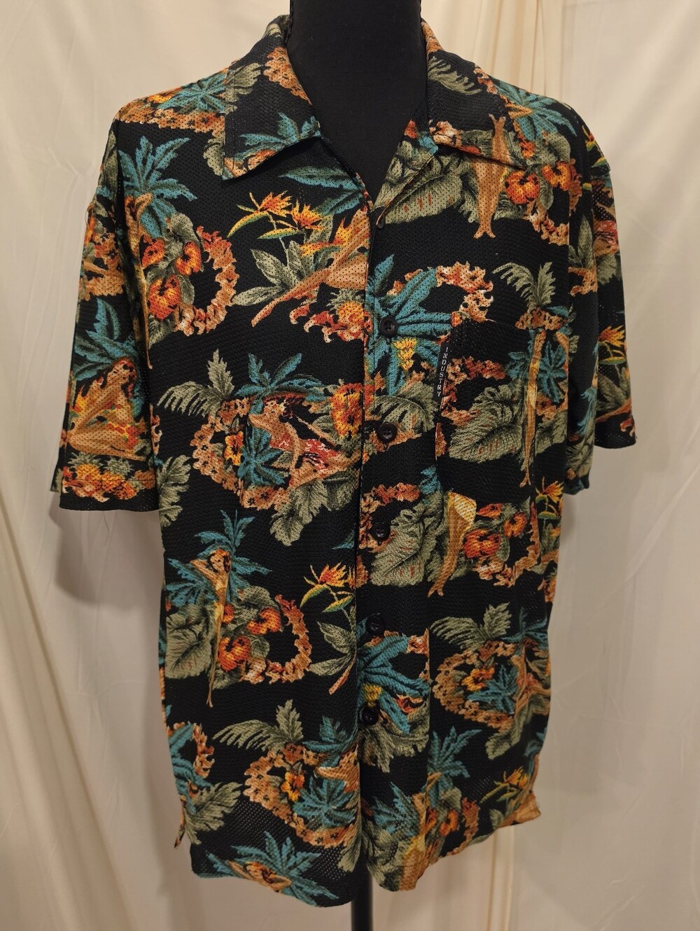 Industry Supply Co Hawaiian Print Button Down Shirt Men’s Large L Tropical Aloha